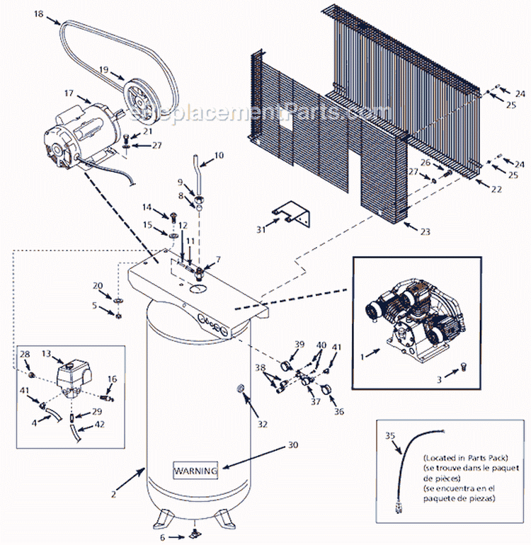 Page A Diagram and Parts List for DP4460TA 2005 Campbell Hausfeld Compressor